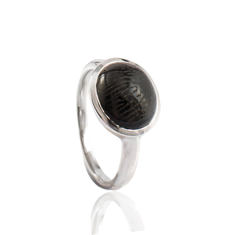 Ring met Vingerafdruk in Ovale Onyx Zilver 0180-00Z