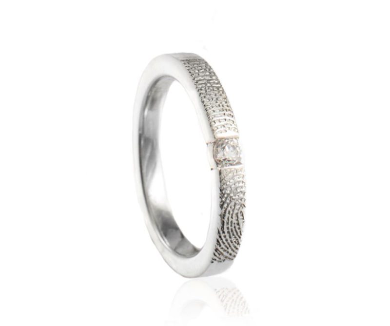 Vingerafdruk Ring met 3 mm Zirkonia Zilver 0179-00Z