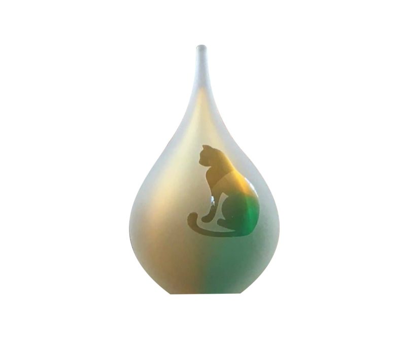 Frosted Line Druppel Medium Kat Groen Goudkleurig U01MK-FG