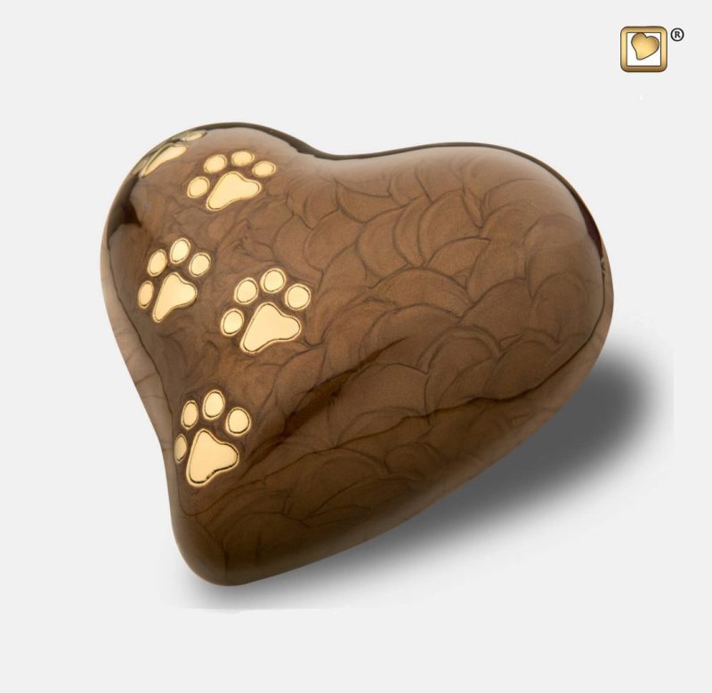 Keepsake Heart Pet Urn Pearl Bronze & Brushed Gold tint P6391S