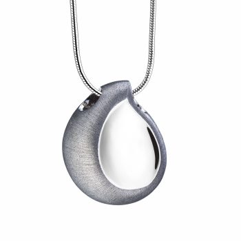 TearDrop Ashes Pendant Polished & Brushed Silver tint PD1020