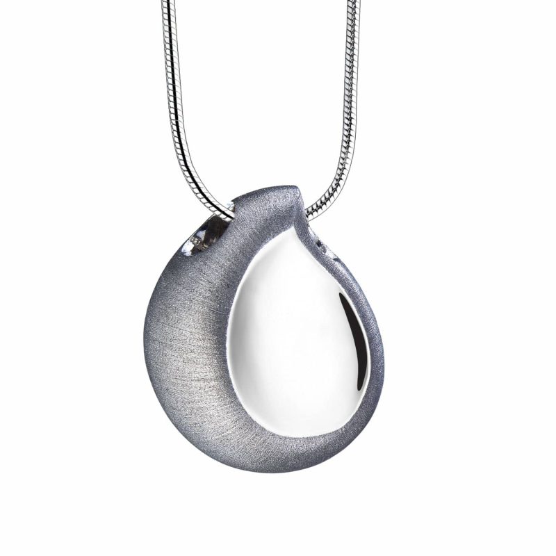 TearDrop Ashes Pendant Polished & Brushed Silver tint PD1020