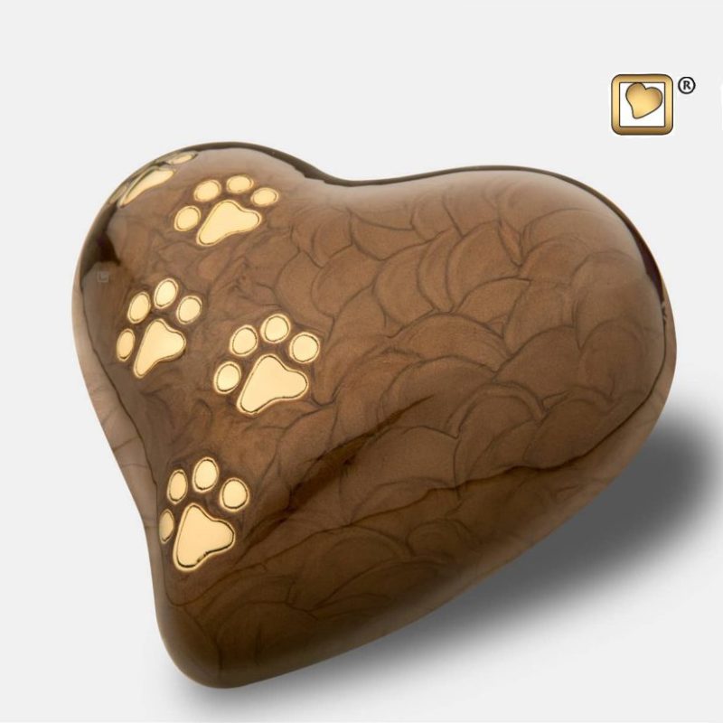 Heart Pet Urn Pearl Bronze & Brushed Gold tint Large P6391L