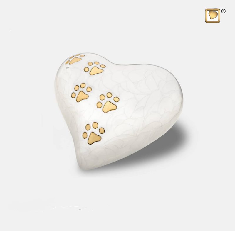 Heart Pet Urn Pearl White & Brushed Gold tint Small P638S