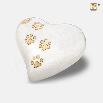 Heart Pet Urn Pearl White & Brushed Gold tint Medium