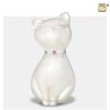 PrincessCat Pet Urn Pearl White and Brushed Pewter with Swarovski P263
