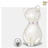 PrincessCat Pet Urn Pearl White and Brushed Pewter with Swarovski P263_a
