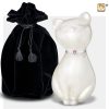 PrincessCat Pet Urn Pearl White and Brushed Pewter with Swarovski P263_v