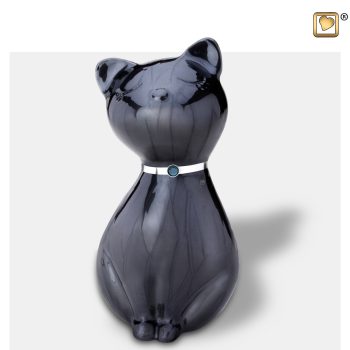 PrincessCat Pet Urn Pearl Midnight and Brushed Pewter with Swarovski P264