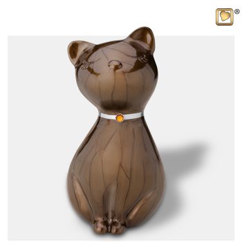 PrincessCat Pet Urn Pearl Bronze and Brushed Pewter with Swarovski P265