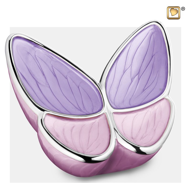 Wings of Hope Adult Urn Pearl Lavender & Polished Silver tint A1040