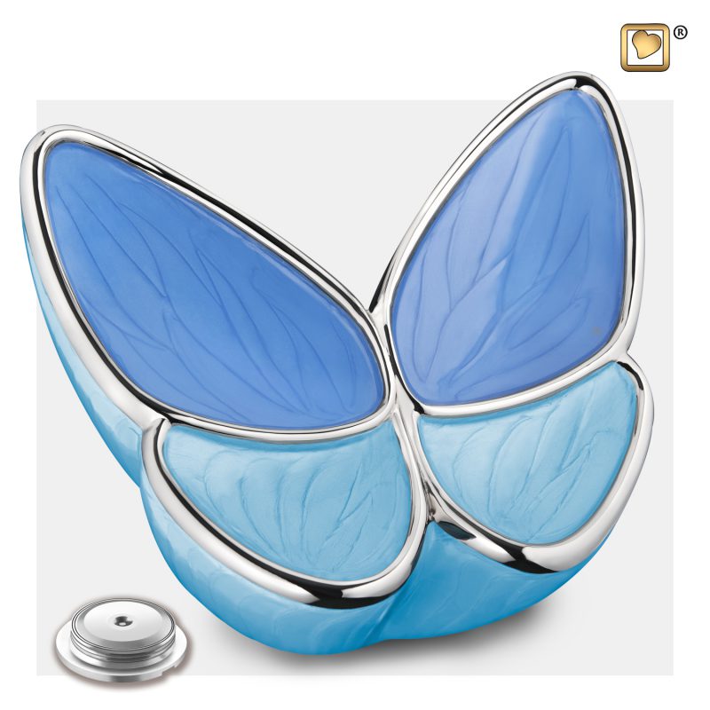 Wings of Hope Adult Urn Peal Blue & Polisher Silver A1041_c