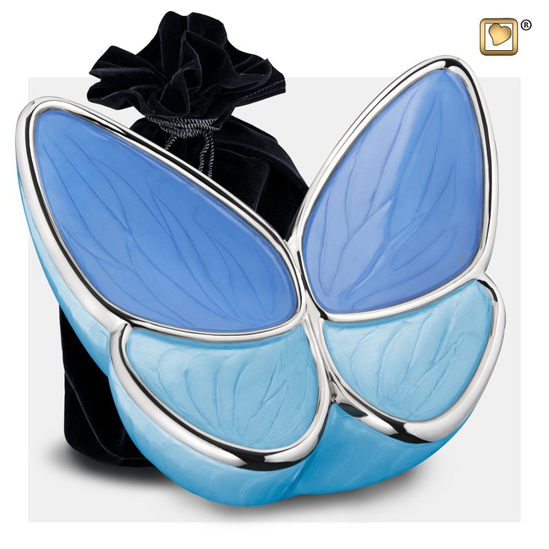 Wings of Hope Adult Urn Peal Blue & Polisher Silver A1041_v