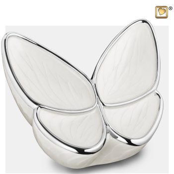 Wings of Hope Adult Urn Pearl White & Polished Silver tint A1042