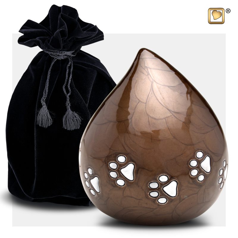 LoveDrop Pet Urn Pearl Bronze & Bru Pewter P634_v