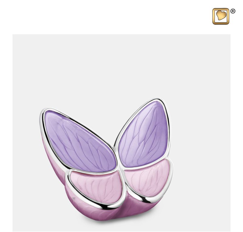 Urn vlinder - Wings of Hope 0,045 liter Pearl lavender Polished silver tint Small K1040