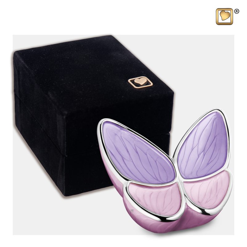 Urn vlinder - Wings of Hope 0,045 liter Pearl lavender Polished silver tint Small K1040