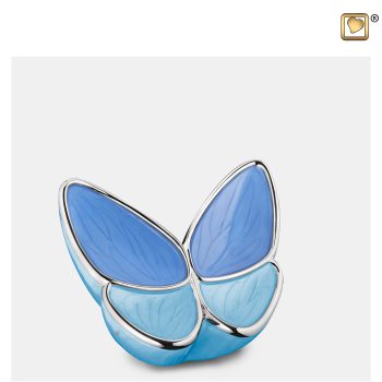 Urn vlinder - Wings of Hope 0,045 liter Pearl blue Polished silver tint Small K1041