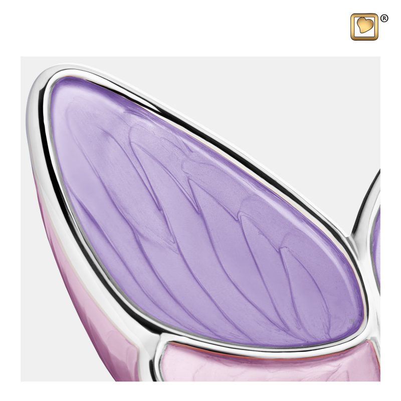 Urn vlinder - Wings of Hope 0,40 liter Pearl lavender Polished silver tint Medium M1040
