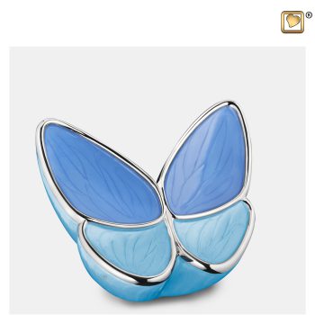 Urn vlinder - Wings of Hope 0,40 liter Pearl blue Polished silver tint Medium M1041