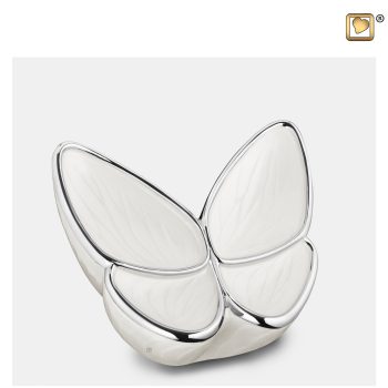 Urn vlinder - Wings of Hope 0,40 liter Pearl white Polished silver tint Medium M1042