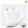 P1003 - Kleine urn hart - Heart Swarovski 0,65 liter Pearl white