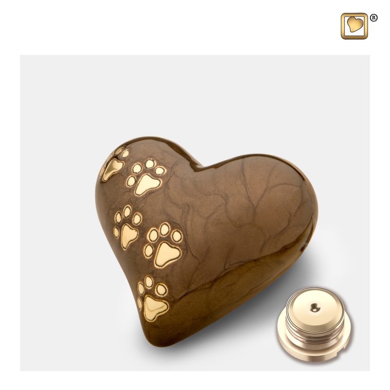 P6391K_c - Dieren urn - Heart 0,045 liter Pearl bronze Brushed gold tint Small