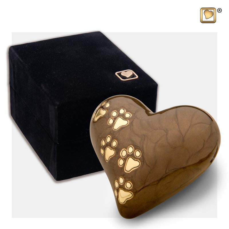 P6391K_c - Dieren urn - Heart 0,045 liter Pearl bronze Brushed gold tint Small