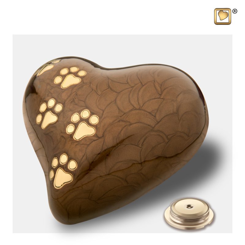 P6391L_c - Dieren urn - Heart 0,95 liter Pearl bronze Brushed gold tint Large
