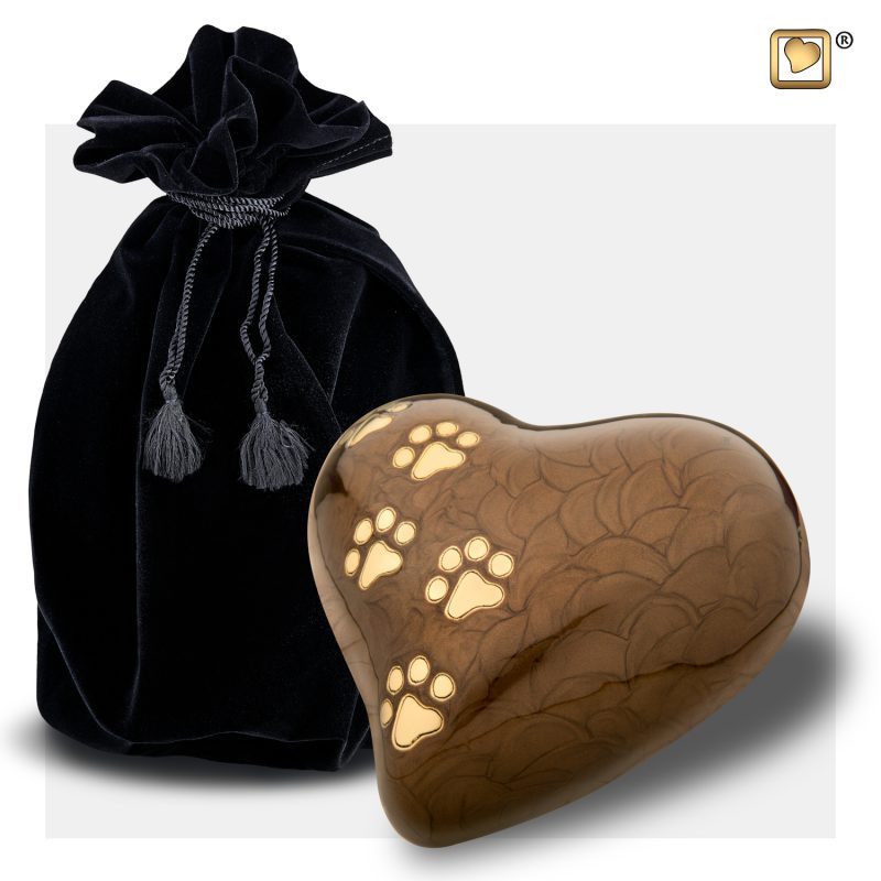 P6391L_v - Dieren urn - Heart 0,95 liter Pearl bronze Brushed gold tint Large