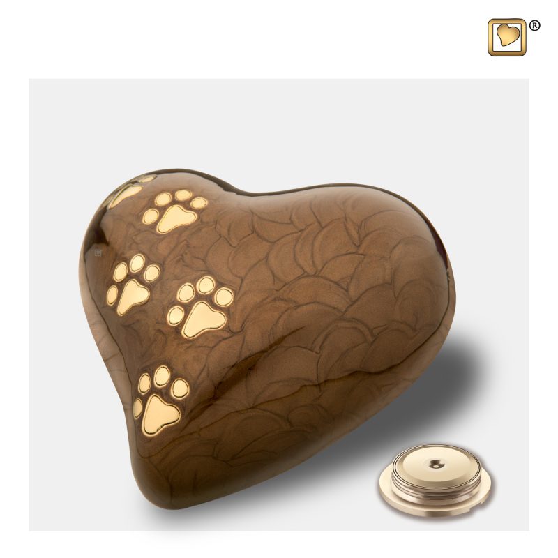 P6391M_c - Dieren urn - Heart 0,45 liter Pearl bronze Brushed gold tint Medium