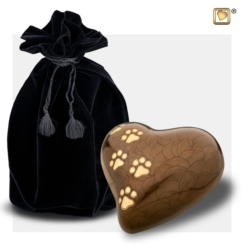 P6391M_v - Dieren urn - Heart 0,45 liter Pearl bronze Brushed gold tint Medium