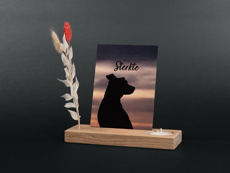 Troostcadeau huisdier - Gedenkaltaar met droogbloemen | Hond
