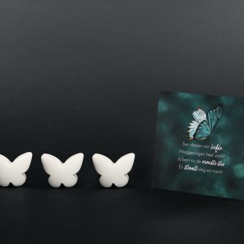 Troostbox gedenksteen klein – Vlinder | wit | Mix van 3 stuks